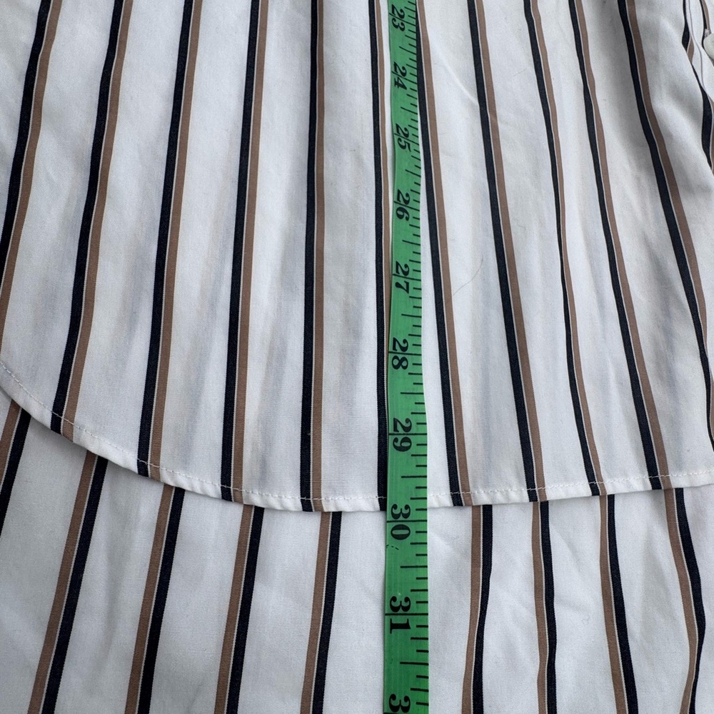 Lands' End No Iron White With Navy/Tan Striped Button Down‎ Shirt, Size Large - Picture 6 of 13